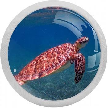 4 Packungen Ozean Meeresschildkröte Tier Unterwasser Fluoreszenz Kristallglas Schrankgriffe Schubladengriffe für Küchenschränke Kommoden Schrank Kleiderschrank Ziehgriffe - B09VB4BC7FW