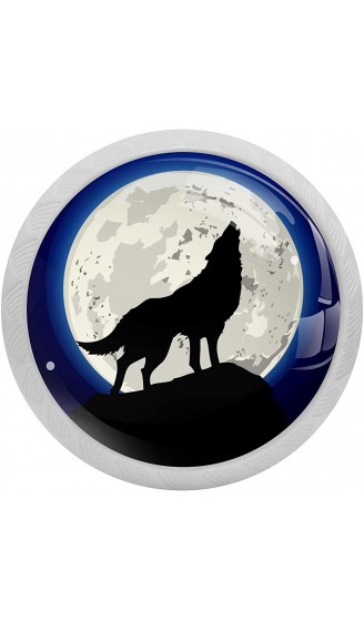 Schubladengriffe aus Kristallglas Motiv: heulender Wolf im Mond leuchtet im Dunkeln 4 Stück - B09VL1RQNMU