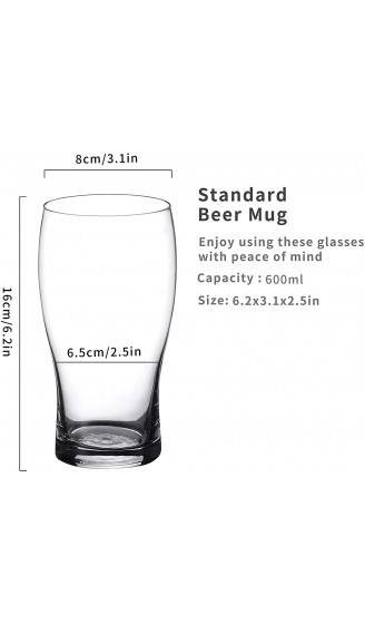 Amisglass Biergläser 6er Set Tulpen Gläser 600ML Klassisches Design Gläser Set für Bier Wasser Saft oder Cocktail Pub Bierglas für Biertrinken Perfekt für Zuhause Restaurants und Partys - B082KSLX7PL