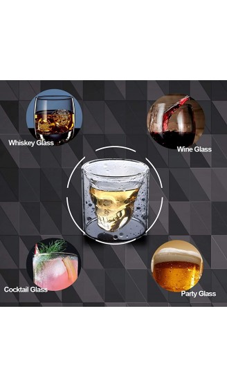 HwaGui Schnapsgläser 2er Set Totenkopf Glas Whisky Bier Weingläser Party Cup 250ml - B08PTS19P5A