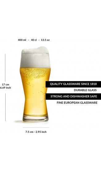 Libbey Bierglas Pilsner 40 cl – 6 Stück hohe Qualität Großes Format – Spülmaschinenbeständig - B0899VC16G3