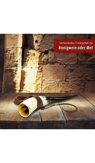 mankitoys Trinkhorn Wikinger-Horn aus Rinderhorn & Gürtelhalter aus Leder lebensmittelechtes Methorn Mittelalter LARP Viking Kostüm 0,4L - B07YJJ4YW6X