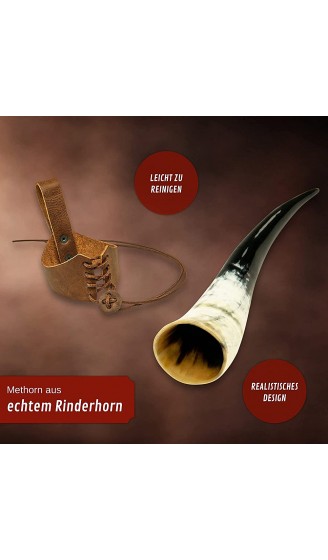 mankitoys Trinkhorn Wikinger-Horn aus Rinderhorn & Gürtelhalter aus Leder lebensmittelechtes Methorn Mittelalter LARP Viking Kostüm 0,4L - B07YJJ4YW6X