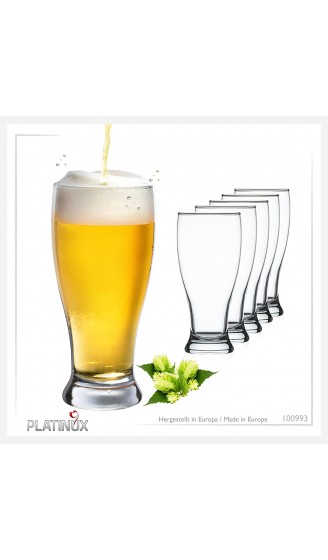 PLATINUX Biergläser Set 6 Teilig 500ml max. 565ml Bierseidel aus Glas Bierkrug Weizengläser hohes Bierglas 0,5L - B08H2F4MZMH