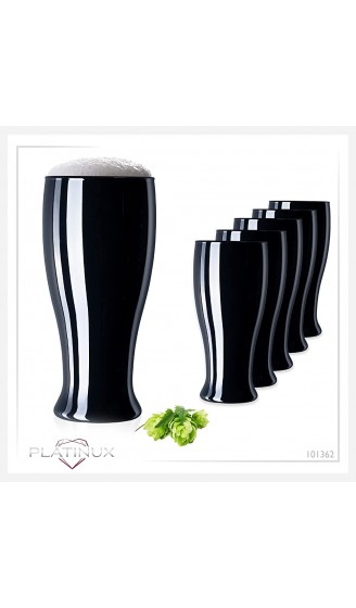 PLATINUX Schwarze Biergläser Set 6 Teilig 400ml max. 550ml Bierseidel aus Glas Bierkrug Weizengläser hohes Bierglas - B0947GKCGPL