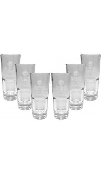 6 x Russian Standard Glas Gläser Vodka Longdrink Stapelbar Gastro Bar NEU + anygoods Flaschenausgiesser - B07H7PN1X6S