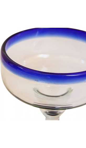 Handgemachtes Margarita Glas mittlere Größe recyceltes Glas Blauer Rand Set aus 2 Gläsern - B0733NP3TGV