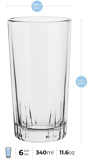 Trinkgläser Set Wassergläser Set Longdrink Gläser Highball Glas 6er Set Wasserglas Saftglas Longdrinkbecher Bar Zubehör Longdrinkglas | Spülmaschinenfest | Kollektion Gina | 340 ML | Set von 6 - B0968B1LBF8