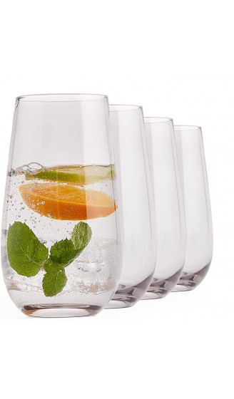 VonShef Grau getönte Highball-Gläser 4er Set – leichte Glasbecher – große Trinkgläser mit 570 ml Fassungsvermögen – langlebige Highball-Trinkgläser ideal für Saft- oder Wassergläser mit Geschenkbox - B09MQYLK5TO