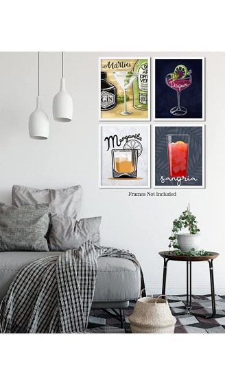 Cocktail-Set Wandkunst – Set mit 4 Bildern – Sangria Margarita Daiquiri Martini Alkohol-Kunstwerk – Barzimmer Wanddekoration – tolles Cocktailbar Geschenke für Barkeeper – 20,3 x 25,4 cm - B09LK512Q3Y