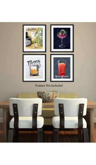 Cocktail-Set Wandkunst – Set mit 4 Bildern – Sangria Margarita Daiquiri Martini Alkohol-Kunstwerk – Barzimmer Wanddekoration – tolles Cocktailbar Geschenke für Barkeeper – 20,3 x 25,4 cm - B09LK512Q3Y
