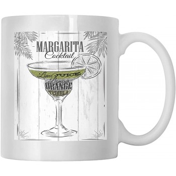 Margarita,Classic Vintage-Style Ceramic Tankard Mugs,Ingredients of Margarita Sketch Lime Juice Liqueur Orange ,330ml11OZ,Multicolor - B09SLMTP3YV