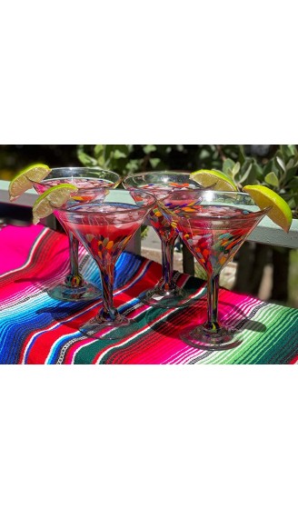 Mexikanisches mundgeblasenes Glas – 4 Stück mundgeblasene moderne Margarita-Gläser – Konfetti Carmen 12oz - B087SKDQB3N