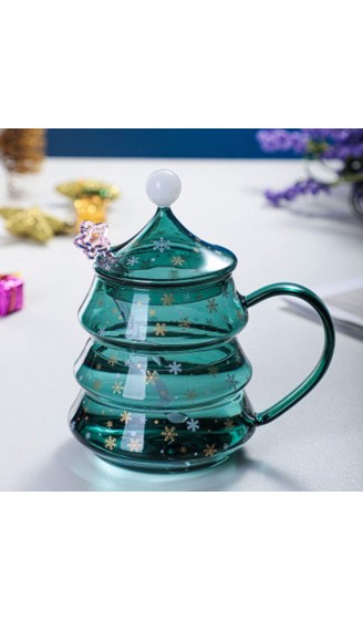 Yzibei Kreatives Geschenk Weihnachts Becher Weihnachts Baum Glas Hoch Borosilikat Glas mit Abdeckung - B09LTWCYBP3