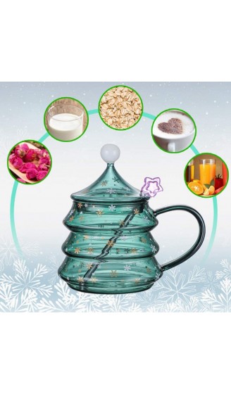 Yzibei Kreatives Geschenk Weihnachts Becher Weihnachts Baum Glas Hoch Borosilikat Glas mit Abdeckung - B09LTWCYBP3