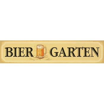 Blechschild Straßenschild Bier Garten Bier glas Oktoberfest Metallschild 46x10 cm Wanddeko tin sign - B07H2G6FRTG
