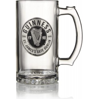 Guinness Bierkrug Krug Henkelkrug mit Zinn Logo Design - B005C9FLA8Q