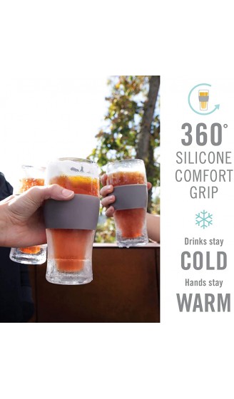 Host Freeze Biergläser 470 ml Doppelwandiges Kunststoff-Kühlglas mit Gefriergel zum Einfrieren 2er-Set Grau - B00OJI35GAW