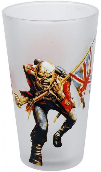 Iron Maiden Trooper Unisex Bierglas weiß Glas 0,5 l Alkohol & Party Band-Merch Bands - B078MKFJFVX