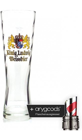 König Ludwig Exklusiv 0,5l Glas Gläser Weissbier Markenglas Bierglas NEU + anygoods Flaschenausgiesser - B07KNVC1MZJ
