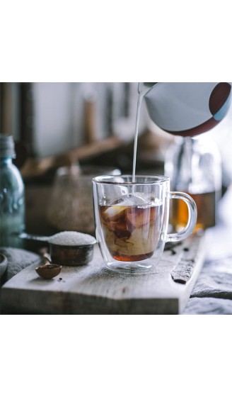 2er Doppelwandiges Teeglas Kaffeetassen mit Henkel und Untersetzer Set aus Gläser doppelwandigen Thermogläser hitzebeständiges Trinkgläser aus Glas für Tee oder Kaffee Hoher Borosilikat Becher 350ml - B08YYHB987V