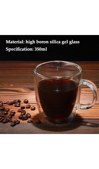 2er Doppelwandiges Teeglas Kaffeetassen mit Henkel und Untersetzer Set aus Gläser doppelwandigen Thermogläser hitzebeständiges Trinkgläser aus Glas für Tee oder Kaffee Hoher Borosilikat Becher 350ml - B08YYHB987N