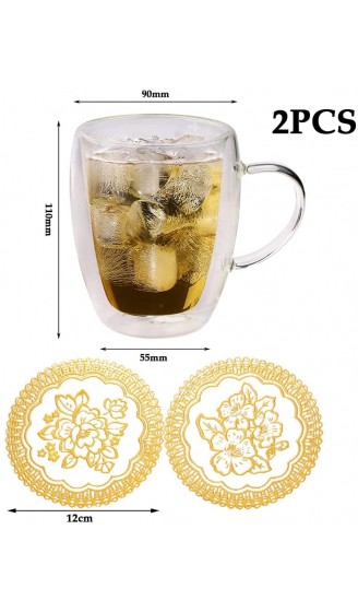 2er Doppelwandiges Teeglas Kaffeetassen mit Henkel und Untersetzer Set aus Gläser doppelwandigen Thermogläser hitzebeständiges Trinkgläser aus Glas für Tee oder Kaffee Hoher Borosilikat Becher 350ml - B08YYHB987S