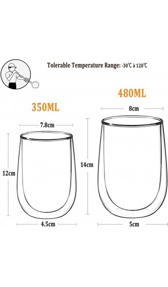 Autsel Gläser Cappuccino Kaffee Becher mit Doppelwandige Thermo- Premium Borosilikatglas Tasse Teegläser 2 Stück 480ml für Espresso Latte - B09N6MJVGFO