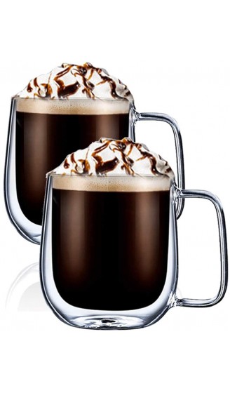 Digralne Doppelwandige Kaffeetassen Gläser mit Henkel Isolierte transparente Thermo Latte Macchiato Milchsaft-Glasbecher 250 ml 2 Sätze… - B07QLHH1F9A