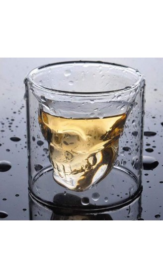 Doppelwandiges Glas mit Totenkopf-Motiv transparent 250 ml für Kaffee Wein Bier Tee 2er-Set 250 ml durchsichtig - B07QQ1BLDFA