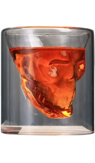 Doppelwandiges Glas mit Totenkopf-Motiv transparent 250 ml für Kaffee Wein Bier Tee 2er-Set 250 ml durchsichtig - B07QQ1BLDFA