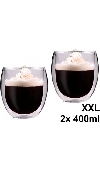 Feelino Aktion: 2X 400ml doppelwandige Thermo-Teegläser Kaffeegläser Rondini extra groß mit Schwebeeffekt - B00DF3V5L2A