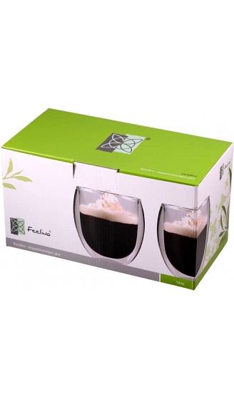 Feelino Aktion: 2X 400ml doppelwandige Thermo-Teegläser Kaffeegläser Rondini extra groß mit Schwebeeffekt - B00DF3V5L2A