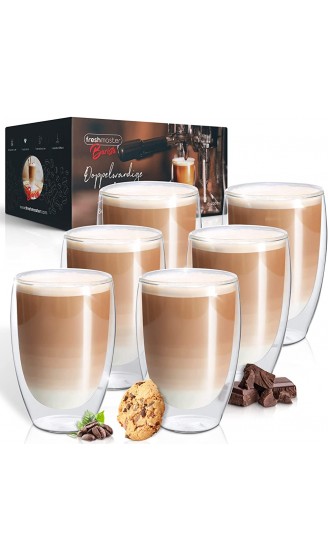 Fresh Master Latte Macchiato Gläser Barista Premium Qualität für besten Genuss 400 ml Thermo Glas Tassen Set doppelwandig I doppelwandige Kaffeegläser 6x400ml - B09N9P71SXS