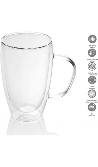 INTIRILIFE 4X Doppelwandiges Thermo Glas Set in 400-500ml – Mundgeblasen isoliert für Latte Macchiato als Teeglas oder Kaffeeglas Spülmaschinen geeignet mit Henkel - B082KLPYH7I