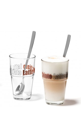 Leonardo Solo Latte-Macchiato Set Kaffee-Gläser inklusive Löffel spülmaschinengeeignete Glas-Becher 4er Set 410 ml 042555 - B003N63X3YF