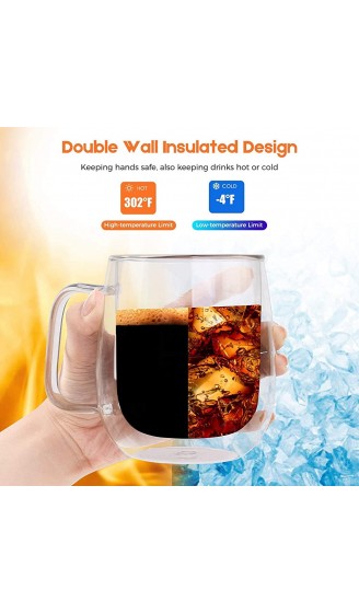 Midream Doppelwandige Kaffeetassen aus Glas 300 ml Teetassen Wärmeisolierte Trinkbecher Keine Kondensation mit breitem Griff 2 Stück - B08XBDZYVFA
