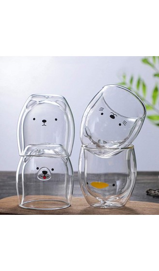 MOOVGTP Cute Coffee Cups Bear Duck Cat Tea Cup Double Wall Glass Milk Cup for Office and Personal Birthday 4 Pack - B08ZSLJYXVE