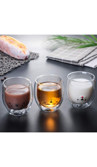 MOOVGTP Cute Coffee Cups Bear Duck Cat Tea Cup Double Wall Glass Milk Cup for Office and Personal Birthday 4 Pack - B08ZSLJYXVE