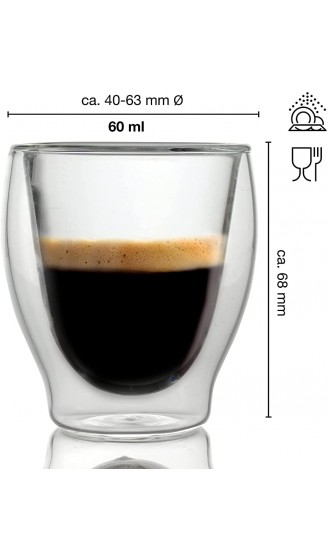 Moritz & Moritz Milano 4 x 60-80 ml Espresso Gläser Doppelwandig Espresso Tassen aus Glas für Heiß- und Kaltgetränke Spülmaschinengeeignet - B07F3RNTR9L