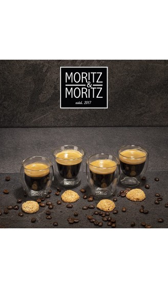 Moritz & Moritz Milano 4 x 60-80 ml Espresso Gläser Doppelwandig Espresso Tassen aus Glas für Heiß- und Kaltgetränke Spülmaschinengeeignet - B07F3RNTR9L