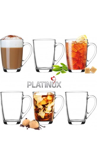 Platinux Kaffeegläser Teegläser mit Griff Set 6 Teilig Coffee 250ml max. 320ml Frühstücksgläser Trinkgläser Macchiato - B08525QJJKU