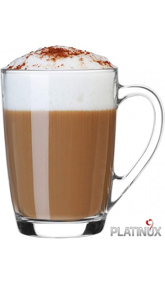 Platinux Kaffeegläser Teegläser mit Griff Set 6 Teilig Coffee 250ml max. 320ml Frühstücksgläser Trinkgläser Macchiato - B08525QJJKU