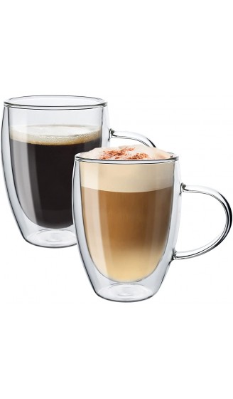 Topsky 2X 350ml Doppelwandig Gläser，Latte Macchiato Gläser，Doppelwandige kaffeegläser，Mit Griff，roße Doppelwandige Gläser aus Borosilikatglas，Teegläser，Kaffeegläse - B08FR4VQ4RM