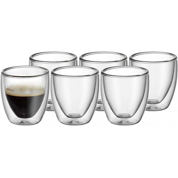WMF Kult doppelwandige Espressotassen Glas Set 6-teilig doppelwandige Gläser 80ml Schwebeeffekt Thermogläser hitzebeständiges Espresso Glas - B08KJ6G98P2