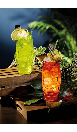BarCraft Tiki-Cocktail-Trinkgläser 600 ml – Rot und Grün 2-Teiliges Set - B072QDRM2DN