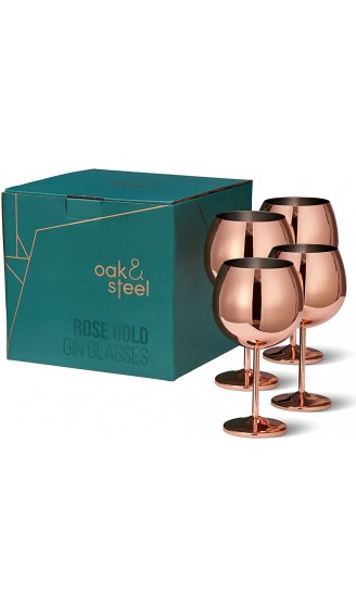 Oak & Steel 4 Edelstahl Ballon Gin Gläser Cocktailgläser XL 700ml Roségold Kupfer Robust & Unzerbrechlich Geschenkset für Besondere Anlässe - B08LMBXTJZI