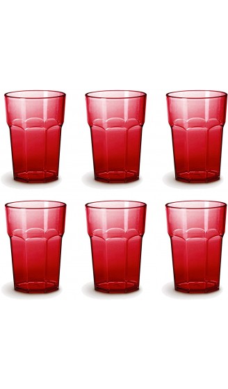 Omada Design Satz von Wassergläser aus Kunststoff Fassungsvermögen von 42,5 Cl. Sie sind ideal für Getränke oder Long Drinks Spülmaschinenfest Made in Italy Stapelbar Linea Unglassy Rot Farbe - B07PX2M4RF8