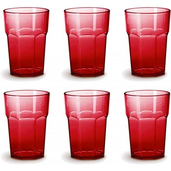 Omada Design Satz von Wassergläser aus Kunststoff Fassungsvermögen von 42,5 Cl. Sie sind ideal für Getränke oder Long Drinks Spülmaschinenfest Made in Italy Stapelbar Linea Unglassy Rot Farbe - B07PX2M4RFO