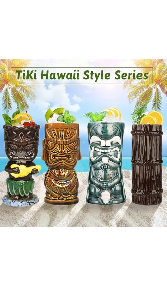 SuproBarware Tiki-Becher-Set 8-teiliges Cocktailgläser-Set Bunte Keramik-Cocktailbecher Hawaiianische Party-Dekoration für exotische Partys - B09TDTFKD8O